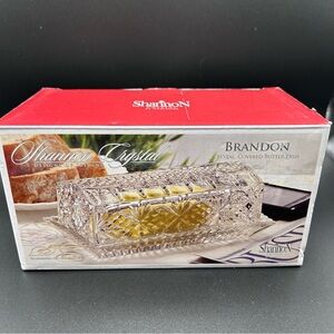 NEW IN BOX SHANNON CRYSTAL COVERED BUTTER DISH BY GODINGER 6-3/4”x3-5/8”x2-1/2”
